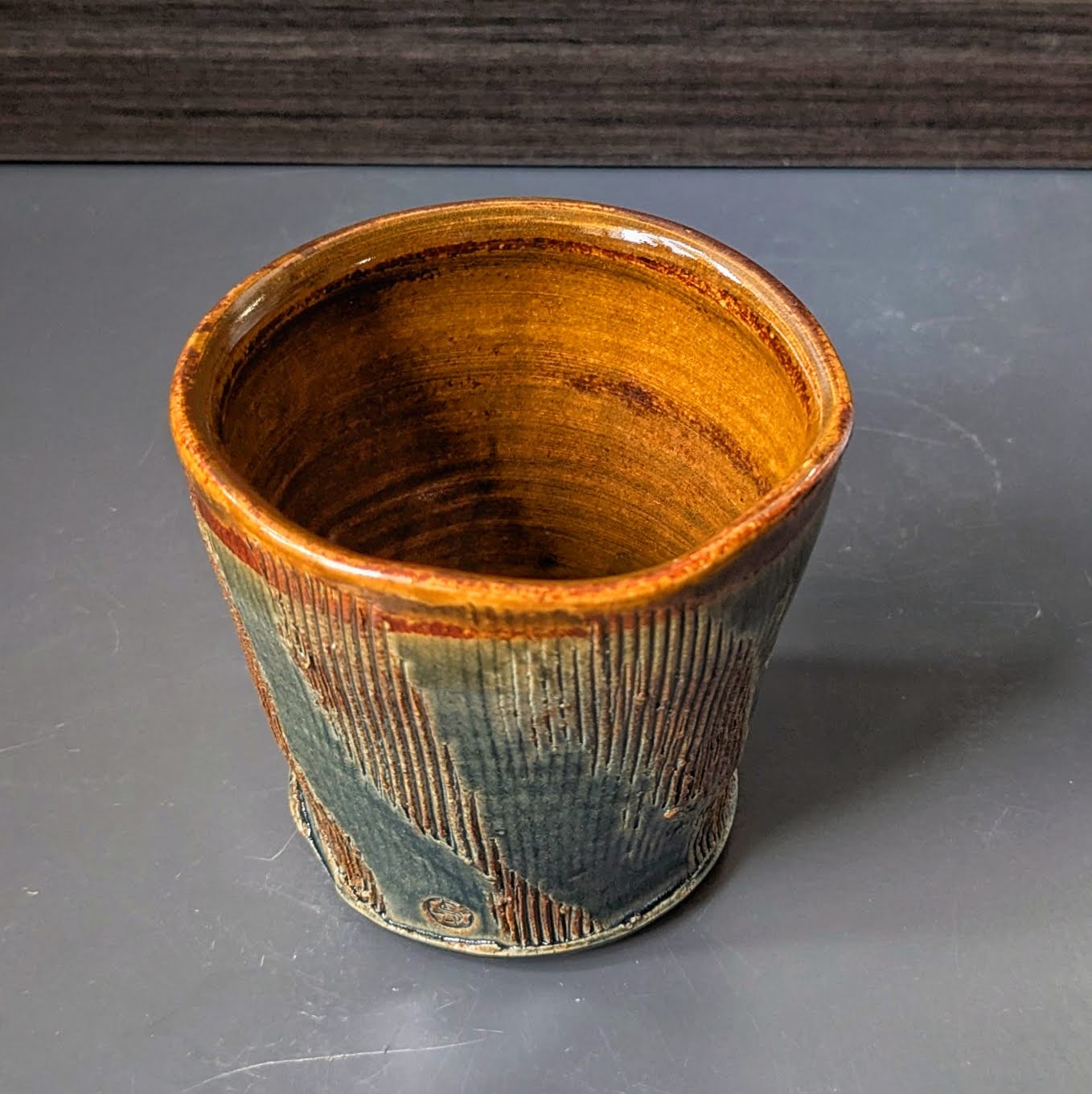 Textured Green and Brown Cup Interior