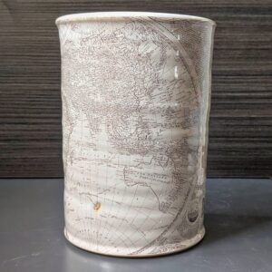 old world map utensil jar / wine chiller